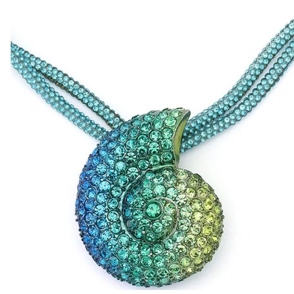 💙💚BETSEY JOHNSON Mermaid Jewels Shell Rope Statement Pendant Necklace💙💚NWT - Picture 4 of 11